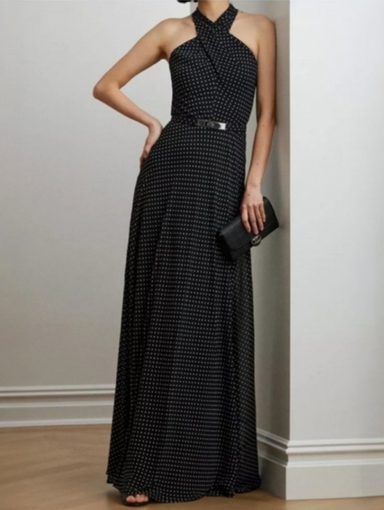 Lauren Ralph Lauren Dresses & Skirts - Lauren Ralph Lauren Polkadot Georgette Halter Gown